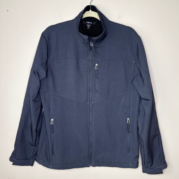 TSLA Men's Softshell Graphite Gray Full Zip Medium Jacket Water-Resistant Fleece - Picture 2 of 13